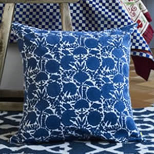 AMRITSAR floral design cushion cover Imperial blue