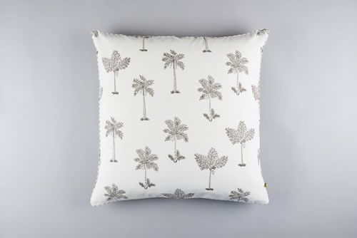 MARARI palms print cushion cover in French grey