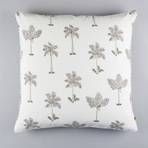 MARARI palms print cushion cover in French grey