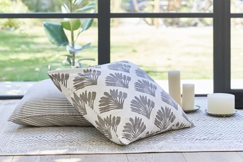 ANDAMAN small palms cushion cover French grey