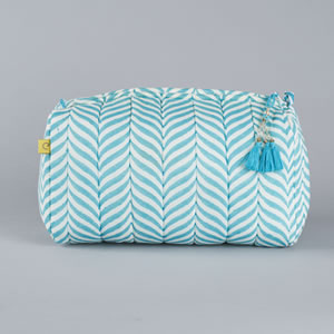 INDORE soft herringbone design quilted cotton voile wash bag